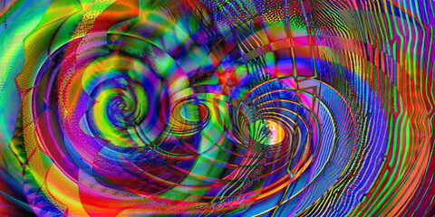Fototapeta na wymiar abstract colorful background with overlapping spirals in many bright colors