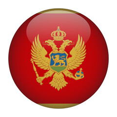 Obraz premium Montenegro 3D Rounded Flag with Transparent Background 