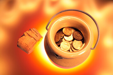 Coins in Ceramic Jar