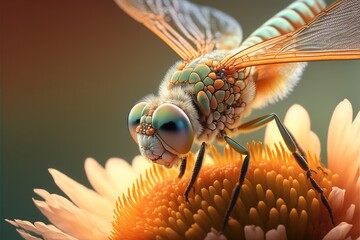 Macro insect picture on flower, created with generative AI	
