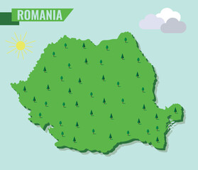 Green Romania Political Map With Vegetation