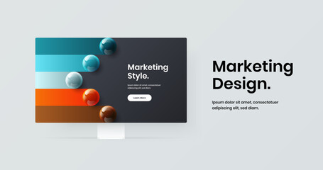 Amazing site vector design template. Premium computer monitor mockup web banner layout.