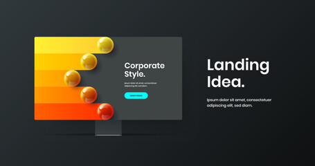 Unique desktop mockup site screen layout. Bright website design vector illustration.