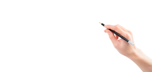 鉛筆を持つ手（背景透過切り抜き合成用png素材）