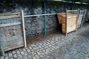 traditional wooden basket sleds in funchal