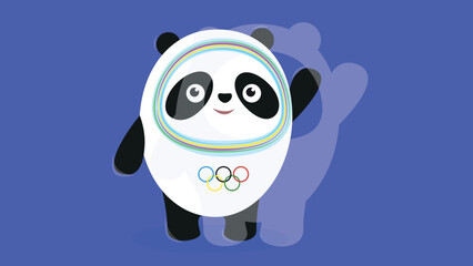 Panda in olympic costume waving his paw © Volodymyr