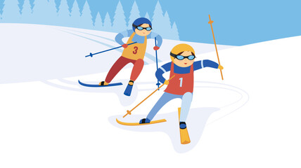 Fototapeta premium Cross-country skiing, winter sports