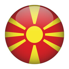 Obraz premium North Macedonia 3D Rounded Flag with Transparent Background 