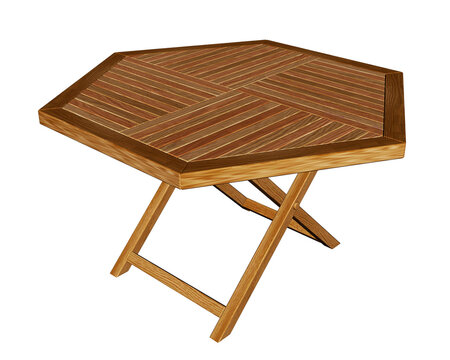 Wooden folding table - 3D render