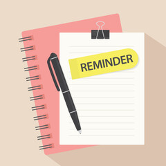 reminder written on stikcy note - vector illustration