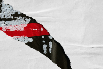 Old blank white ripped torn grunge posters and backgrounds creased crumpled paper backdrop surface...