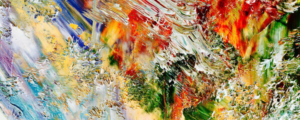 Color texture. Hand drawn oil painting on canvas. Abstract art background. Modern, contemporary art. Colorful canvas. Wall decor background	
