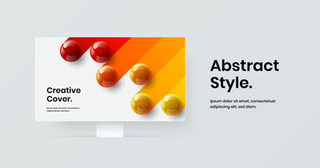 Simple landing page vector design template. Minimalistic monitor mockup website layout.