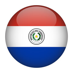 Paraguay 3D Rounded Flag with Transparent Background 