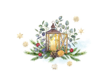 Watercolor Christmas backdrop, gift card, invitation