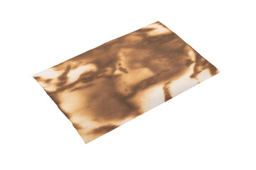 Burnt paper isolated on a white background.