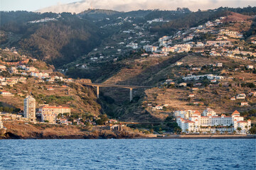 bridges and urban sprawl on shore east of Funchal, Madeira