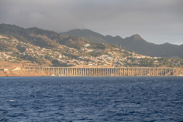 airport bridge runway on shore at Santa Cruz, Madeira