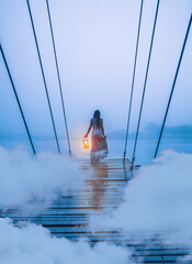 Woman on bridge