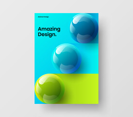 Isolated 3D balls journal cover concept. Simple brochure A4 design vector template.
