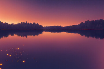 Fototapeta premium Image of a magic lake with a beautiful sunse.