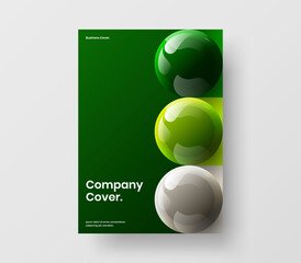 Isolated book cover design vector layout. Fresh realistic balls company identity template.