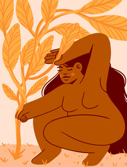 Mujer latina junto a un árbol