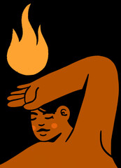 Mujer latina con un fuego en la mano - obrazy, fototapety, plakaty