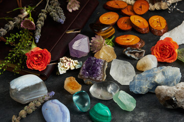various gem stones and runes