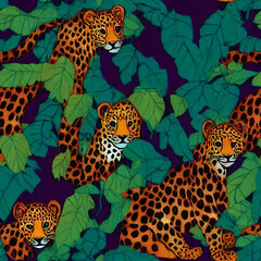 Naklejka premium Jungle Leopards
