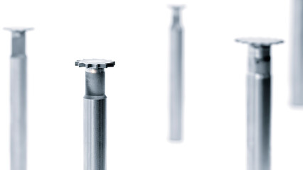 Milling metal cutter tools for CNC machine, dustrial design background, engineering technology concept