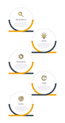 Vertical infographic design with icons and 5 options or steps. Thin line. Infographics business concept. Can be used for info graphics, flow charts, presentations, mobile web sites, printed materials.
