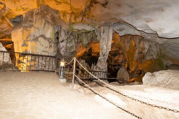 Kirklareli, Turkey November 25, 2022: Dupnisa Caves; Dry and wet caves large underground system...