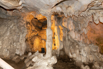 Kirklareli, Turkey November 25, 2022: Dupnisa Caves; Dry and wet caves large underground system...
