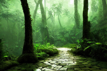 Obraz premium rain forest nature background 