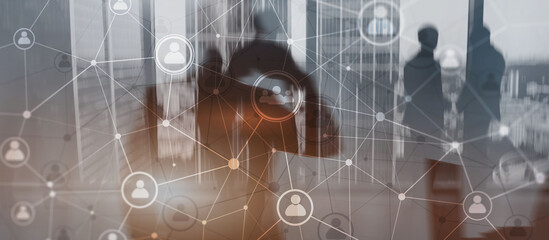 Social media. People relation and organization structure. Business and communication technology...