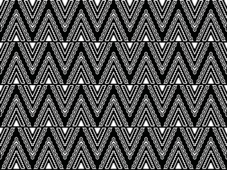 seamless pattern. Vector illustration for tribal design. Ethnic motif. Zigzag and stripe line. Black and white colors. For invitation, web, textile, wallpaper, wrapping paper.
