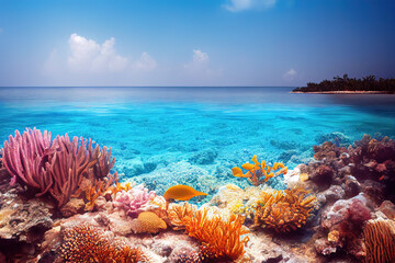 Naklejka na ściany i meble coral reef in the sea