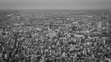 city in black and white