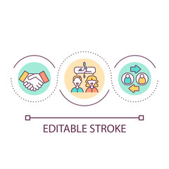 Build strong relationship loop concept icon. Creating warm connection. Mutual sympathy abstract idea thin line illustration. Isolated outline drawing. Editable stroke. Arial font used