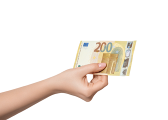 200 euro banknote in hand, isolate