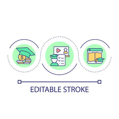 Education success loop concept icon. Self development. Personal growth. Training skills. Graduating abstract idea thin line illustration. Isolated outline drawing. Editable stroke. Arial font used