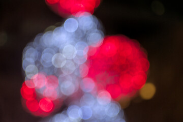 Christmas lights. Abstract bokeh effect image on a christmas tree lightning