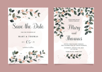 Beautiful Floral Template for Wedding Invitation