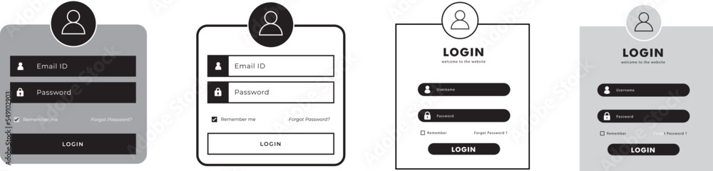 Wall mural grayscale login website page design template mockup