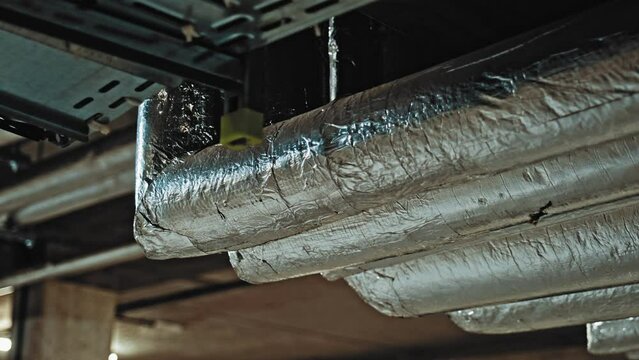 Residential Building Basement Heating Pipes Insulated with Mineral Wool Foam Aluminium Foil