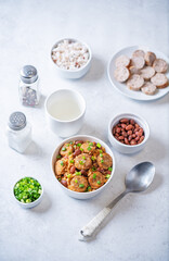 Kidney beans tomato paste sausage rice stew in a bowl