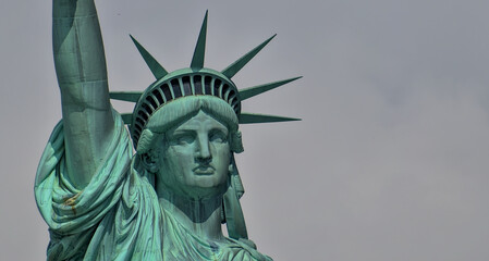 closeup of the statue of the liberty