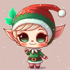 a cute chibi christmas elf illustration