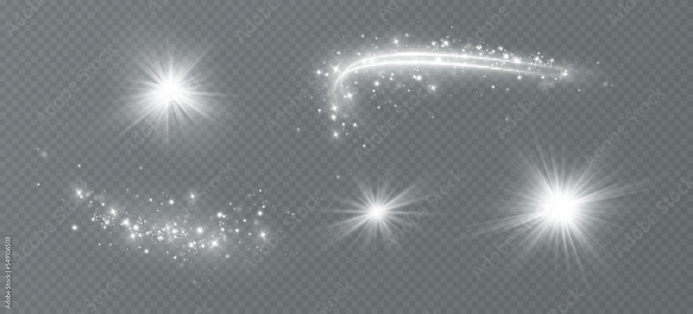 Aufkleber Magic spiral with sparkles.White light effect.Glitter particles with lines.Swirl effect.